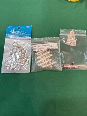 Jewelry Making Lot - Lobster Clasps,4 Strand Clasps & Tiny Flower Like Beads 45E
